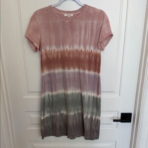 Splendid Tie-Dye Mini Dress in Pink and Green